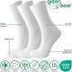 Green Bear Unisex Bamboo Sport Crew socks - (3 pack - ZakBran range) White - Extra Cushioned Sole - soft & antibacterial