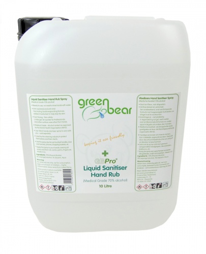 GBPro Liquid Sanitiser Hand Rub (Medical Grade 70% alcohol) - 10L refill