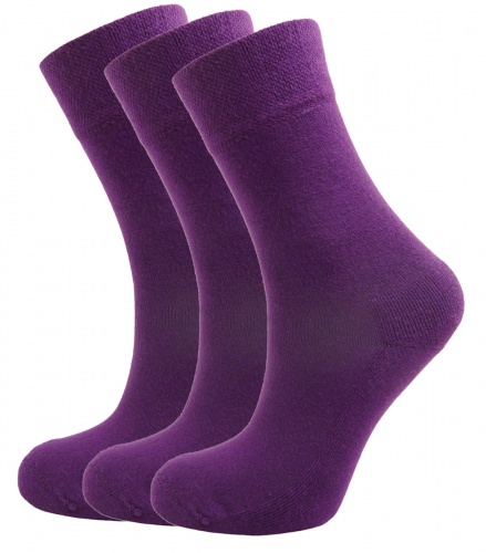 Ladies Bamboo socks - Unique Double Sole (3 Purple pack) - Luxurious soft & antibacterial bamboo (4-7)