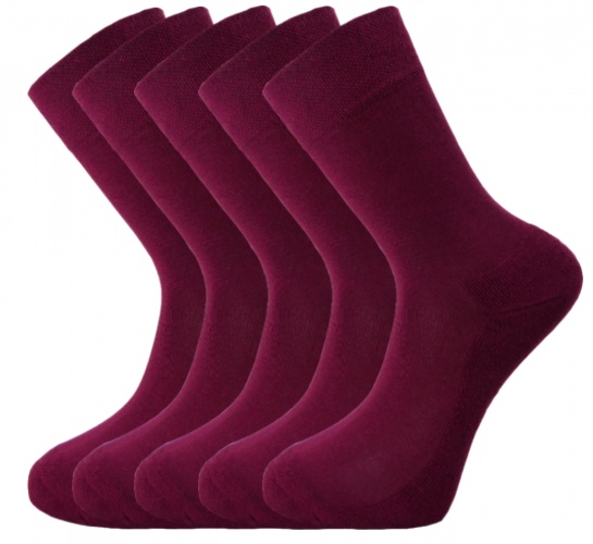 Mens Bamboo Socks - Unique Double Sole (5 x BURGUNDY pack) - Luxurious soft & antibacterial bamboo (4-7) *LIMITED SPECIAL OFFER