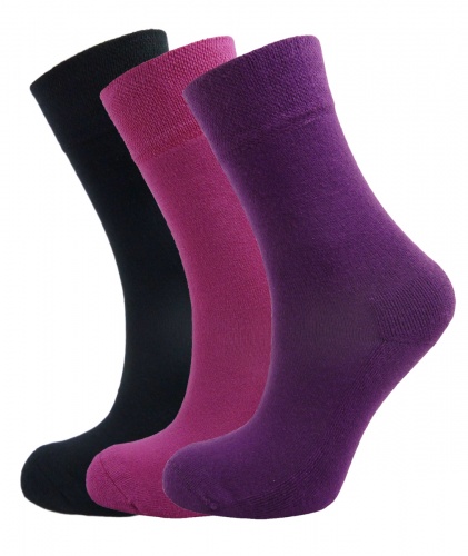 Ladies Bamboo socks - Unique Double Sole (3 multi colour pack) - Luxurious soft & antibacterial bamboo (4-7)