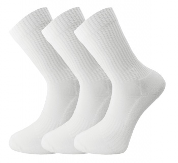 Unisex Bamboo Sport Crew socks - (3 pack - ZakBran range) white - Extra Cushioned Sole - soft & antibacterial (8-11)