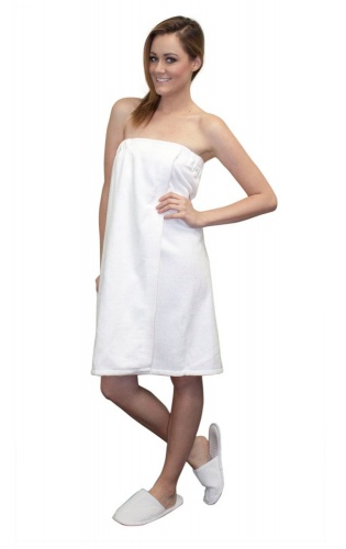 Green Bear bamboo ladies luxurious shower/bath towel wrap (with velcro) White - Made in UK