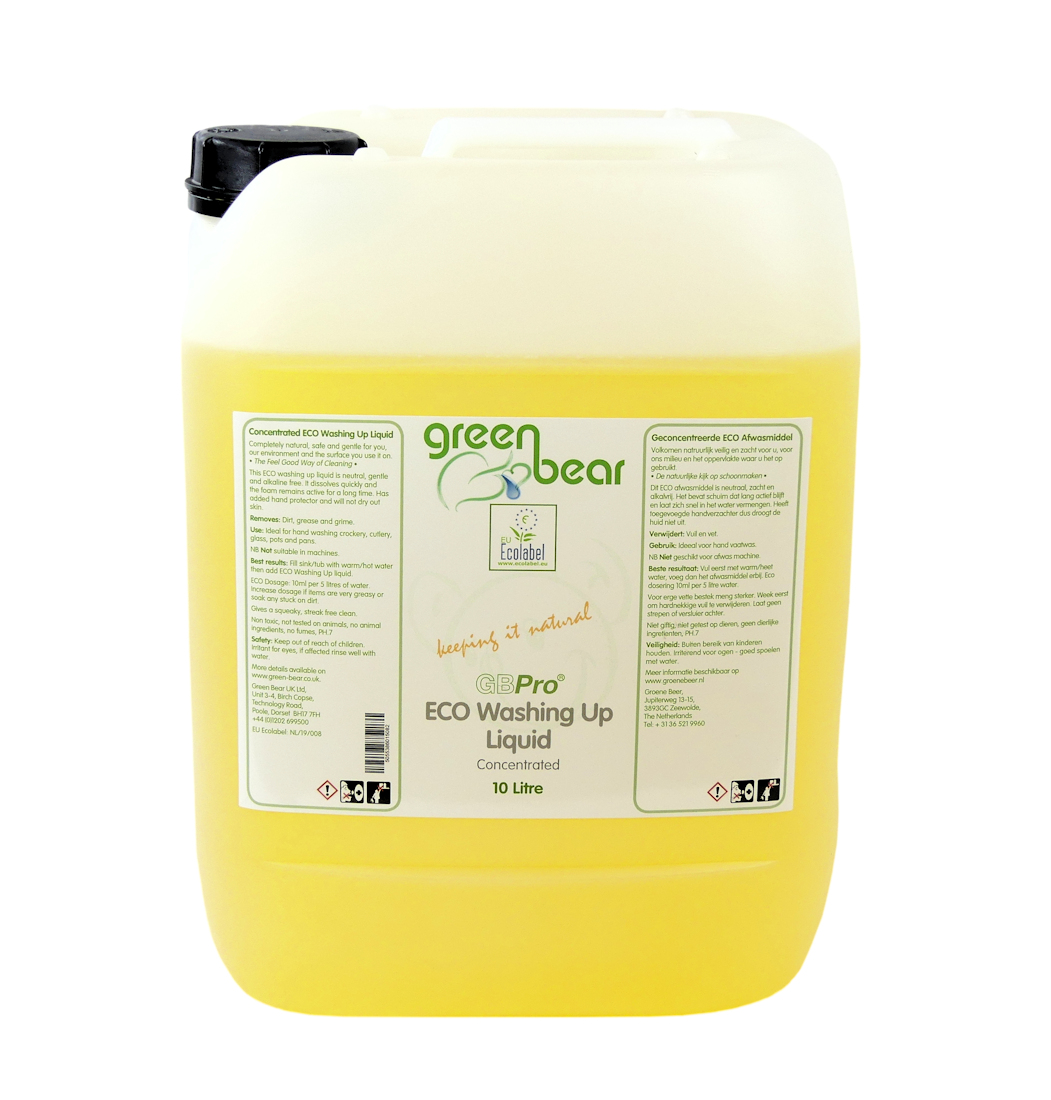 Gbpro Eco Concentrated Washing Up Liquid With Eu Ecolabel 10 Litre New Green Bear