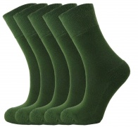 Bamboo socks - (5 x Green pack) - Cushion sole - antibacterial bamboo (8-11)