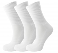 Green Bear Unisex Bamboo Sport Crew socks - (3 pack - ZakBran range) White - Extra Cushioned Sole - soft & antibacterial